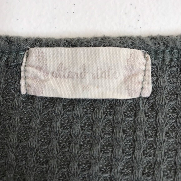 Altar'd State Dreamin' in Thermal Waffle Knit Front Tie Olive Green Size Medium - Picture 7 of 10